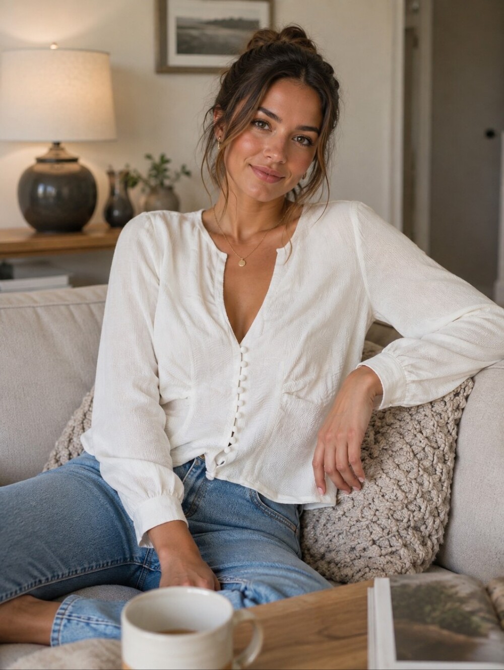 Free People Maise White Gauze Blouse Size Medium (Flaw Read)